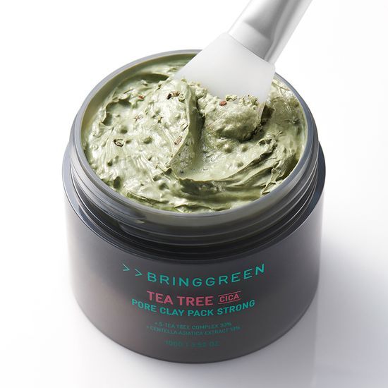 Bring Green 茶樹積雪草毛孔清潔泥膜 100g +100g 兩件裝 Green Tea Tree Cica Pore Clay Pack Strong 100g / 100g Duo Set