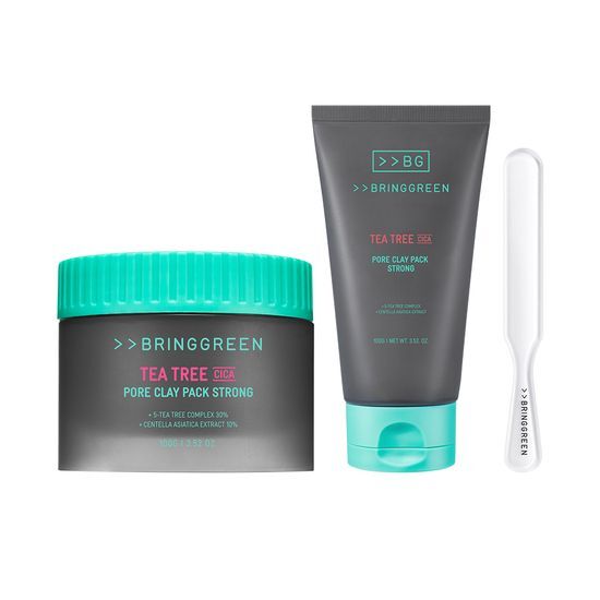 Bring Green 茶樹積雪草毛孔清潔泥膜 100g +100g 兩件裝 Green Tea Tree Cica Pore Clay Pack Strong 100g / 100g Duo Set