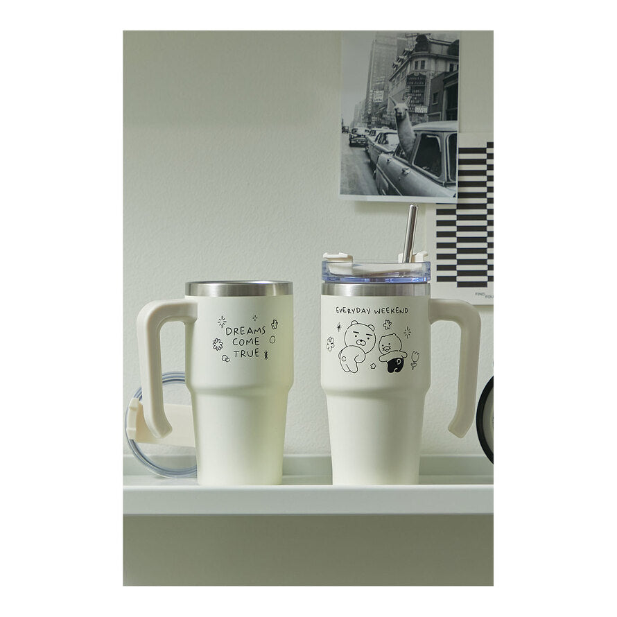 韓國 Kakao Friends Ryan 白色有柄保溫水杯(容量500ml)