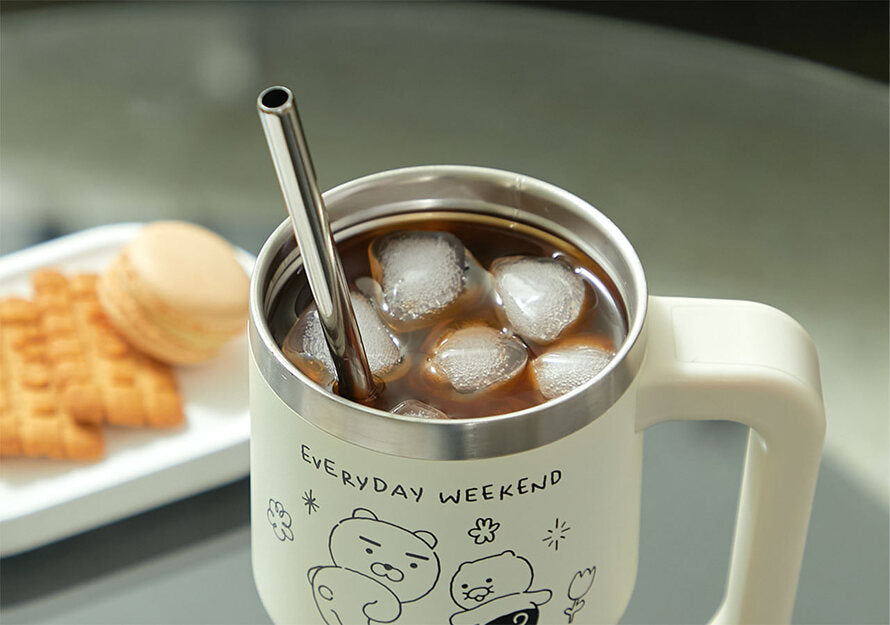 韓國 Kakao Friends Ryan 白色有柄保溫水杯(容量500ml)
