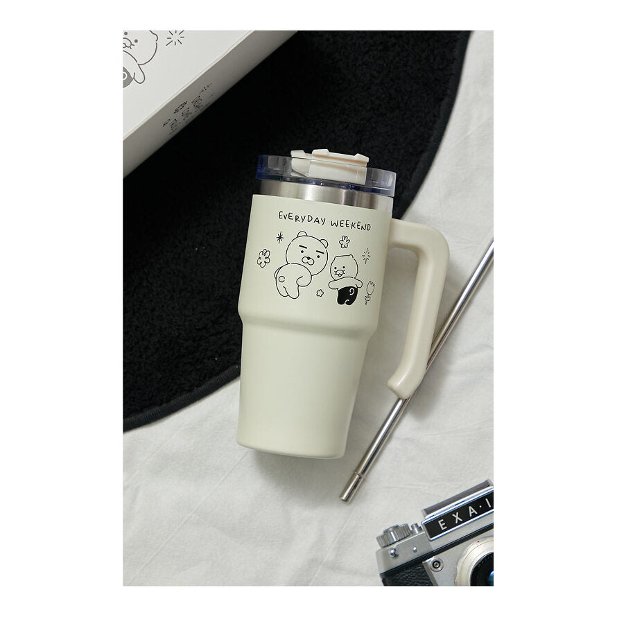 韓國 Kakao Friends Ryan 白色有柄保溫水杯(容量500ml)