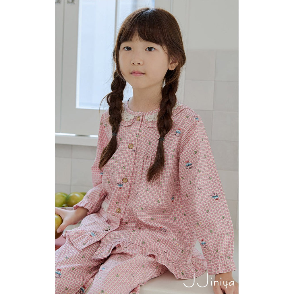 Jjinya 40支 純棉 女童長袖上下睡衣套裝