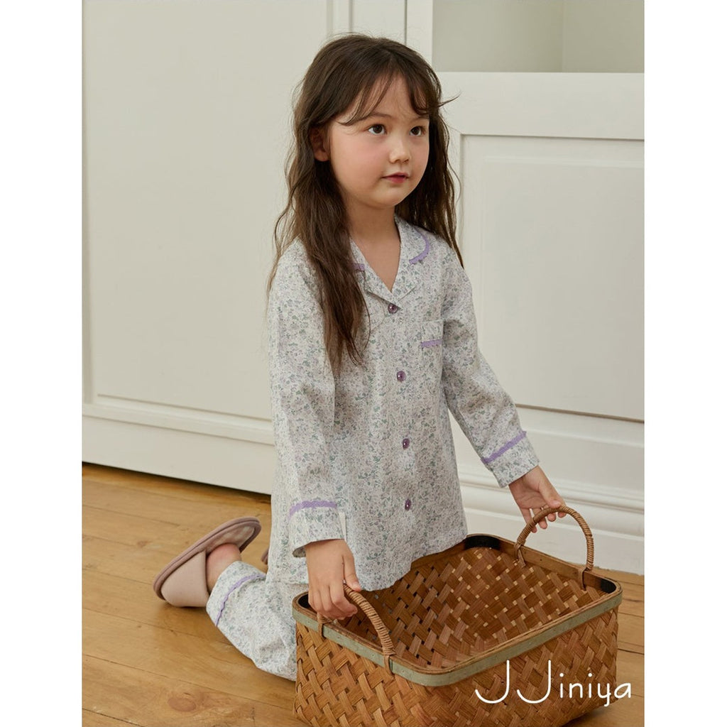 Jjinya 純棉 女童長袖上下睡衣套裝