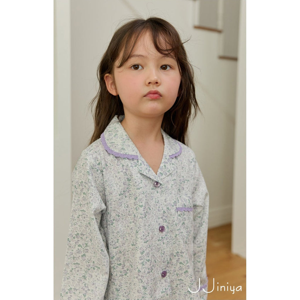 Jjinya 純棉 女童長袖上下睡衣套裝