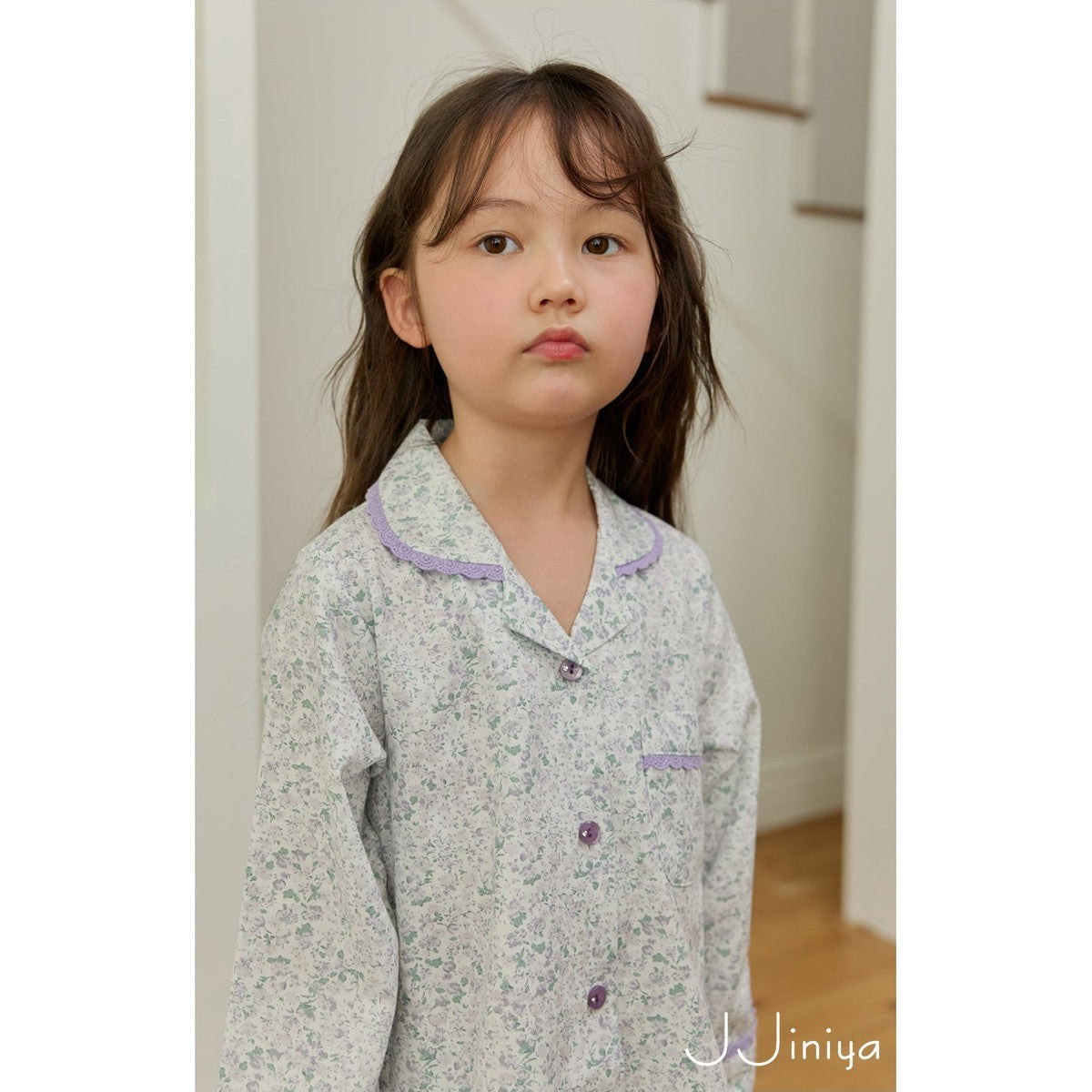 Jjinya 純棉 女童長袖上下睡衣套裝