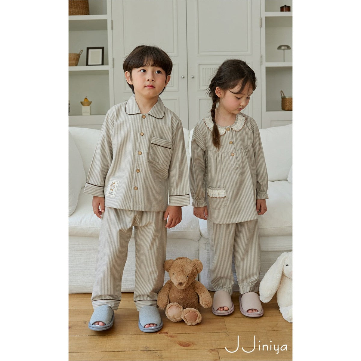 Jjinya 女童長袖上下睡衣套裝