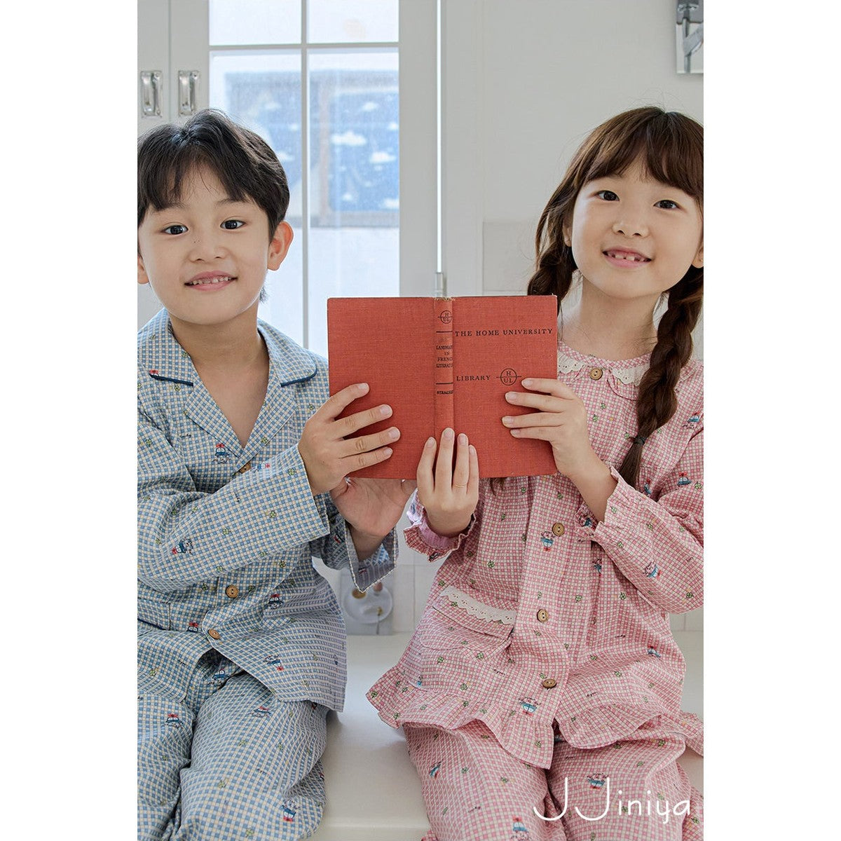 Jjinya 40支 純棉 女童長袖上下睡衣套裝