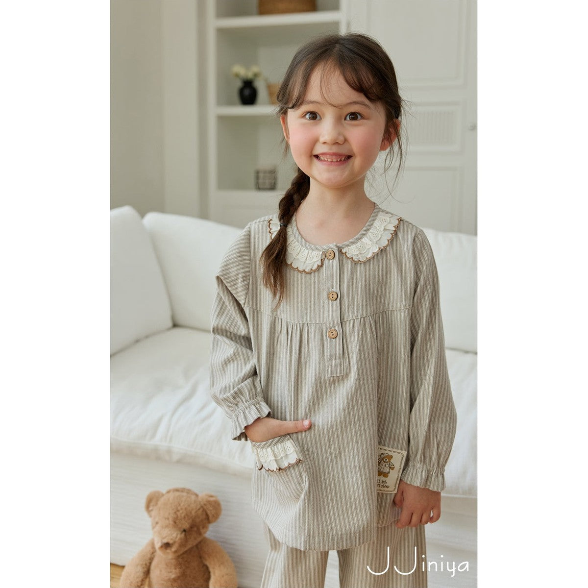 Jjinya 女童長袖上下睡衣套裝