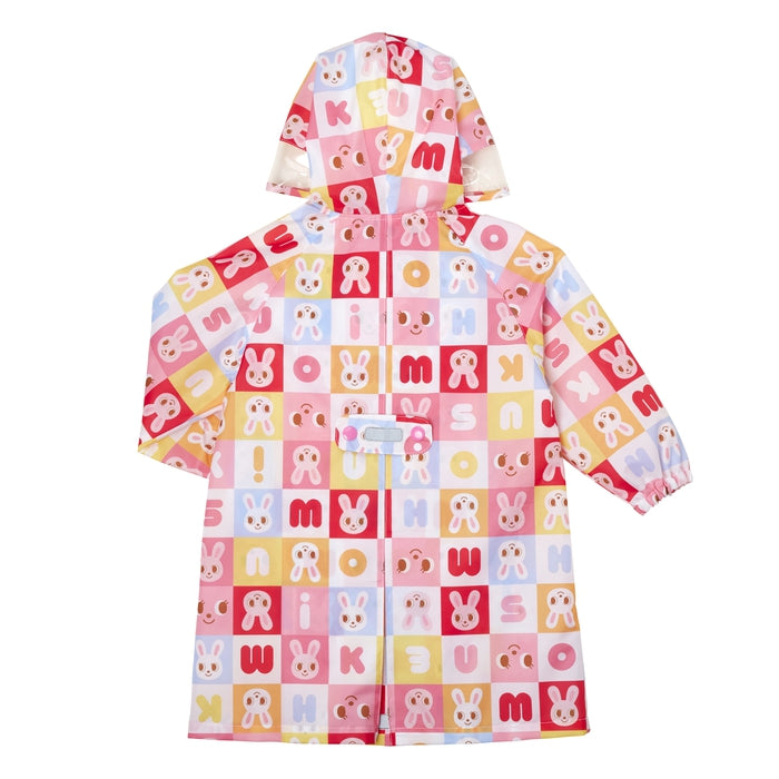 MIKI HOUSE Puzzle Block 滿版圖案 兒童雨衣 可揹書包 反光條 附收納袋 2色