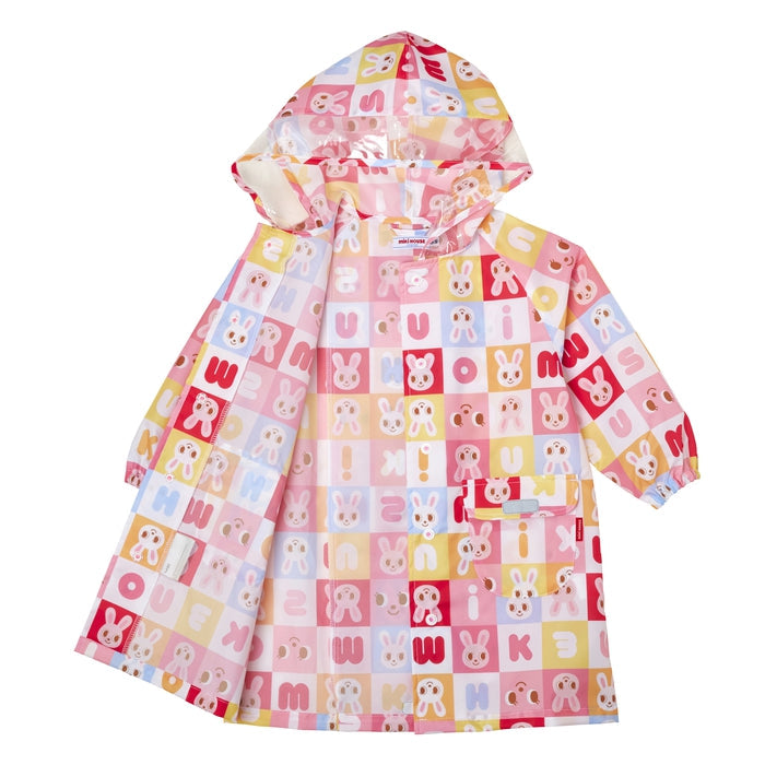MIKI HOUSE Puzzle Block 滿版圖案 兒童雨衣 可揹書包 反光條 附收納袋 2色