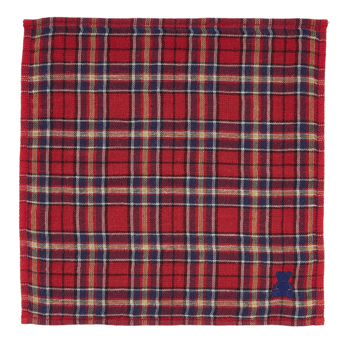 【日本製】MIKI HOUSE Fuwahada Towel 小熊格紋 紗布手帕毛巾 25×25cm 盒裝 2色