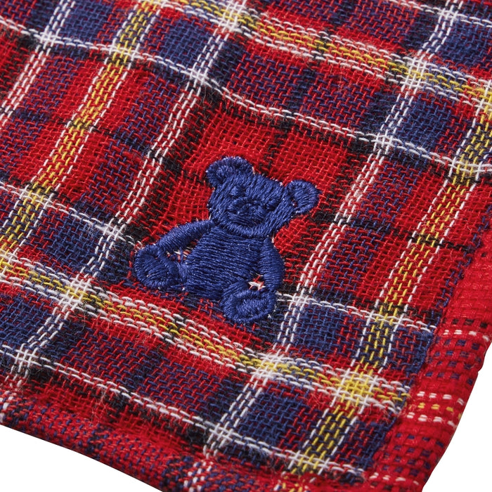 【日本製】MIKI HOUSE Fuwahada Towel 小熊格紋 紗布手帕毛巾 25×25cm 盒裝 2色