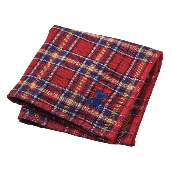 【日本製】MIKI HOUSE Fuwahada Towel 小熊格紋 紗布手帕毛巾 25×25cm 盒裝 2色