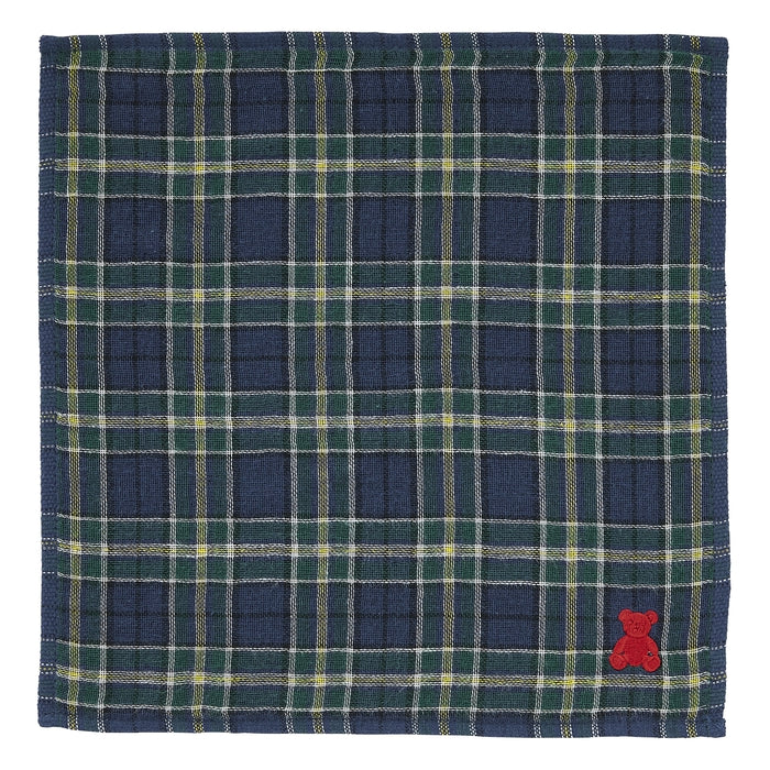 【日本製】MIKI HOUSE Fuwahada Towel 小熊格紋 紗布手帕毛巾 25×25cm 盒裝 2色