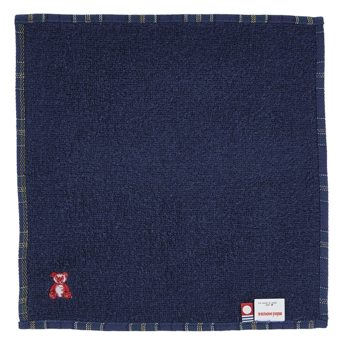 【日本製】MIKI HOUSE Fuwahada Towel 小熊格紋 紗布手帕毛巾 25×25cm 盒裝 2色