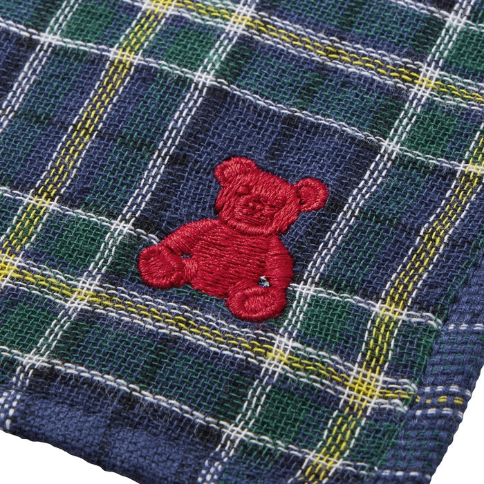 【日本製】MIKI HOUSE Fuwahada Towel 小熊格紋 紗布手帕毛巾 25×25cm 盒裝 2色