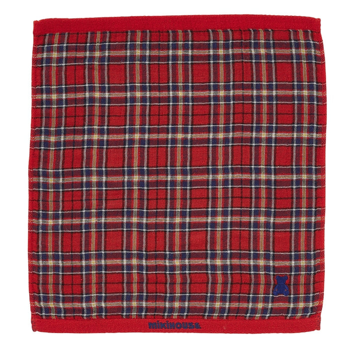 【日本製】MIKI HOUSE Fuwahada Towel 小熊格紋 紗布方巾 34×34cm 盒裝 2色