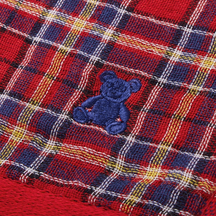 【日本製】MIKI HOUSE Fuwahada Towel 小熊格紋 紗布方巾 34×34cm 盒裝 2色