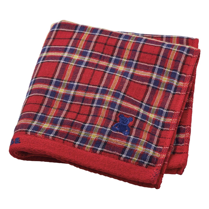 【日本製】MIKI HOUSE Fuwahada Towel 小熊格紋 紗布方巾 34×34cm 盒裝 2色