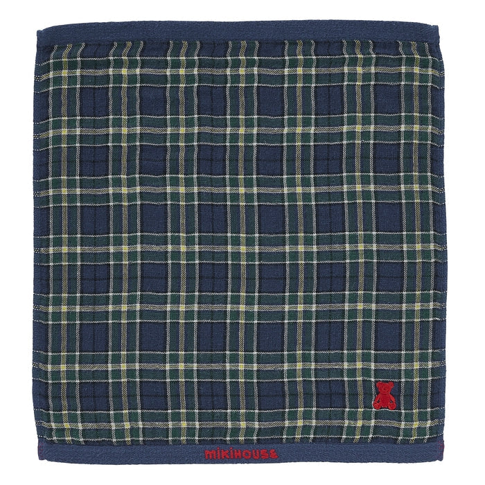 【日本製】MIKI HOUSE Fuwahada Towel 小熊格紋 紗布方巾 34×34cm 盒裝 2色