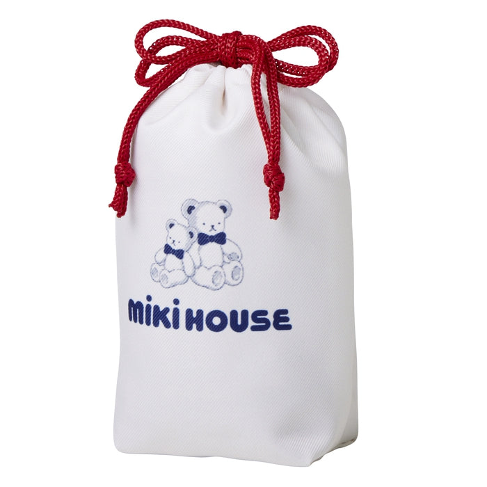 【日本製】MIKI HOUSE Fuwahada Towel 小熊格紋 紗布洗面毛巾 34×74cm 附索繩袋 2色