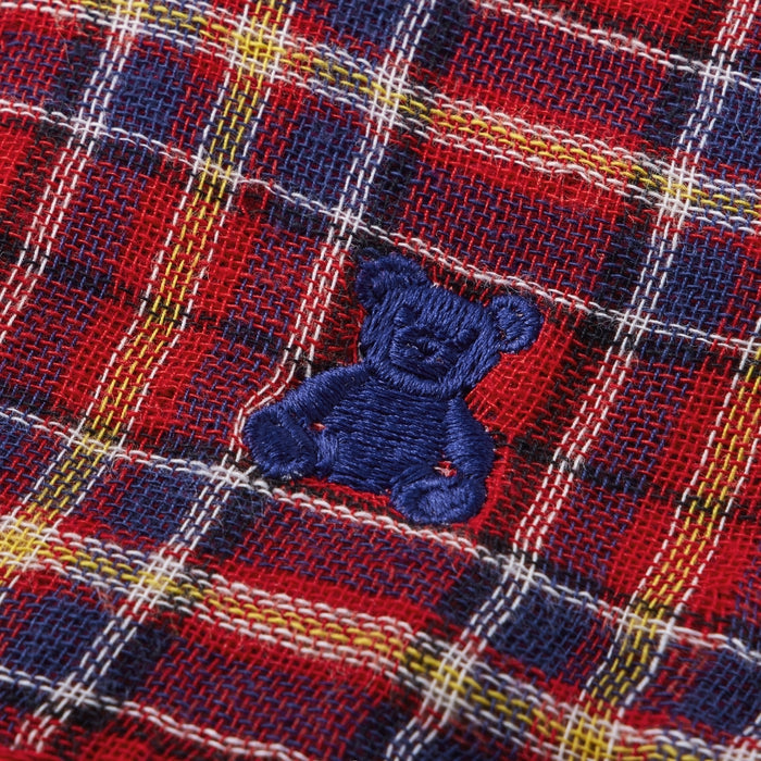 【日本製】MIKI HOUSE Fuwahada Towel 小熊格紋 紗布浴巾 60×125cm 附索繩袋 2色