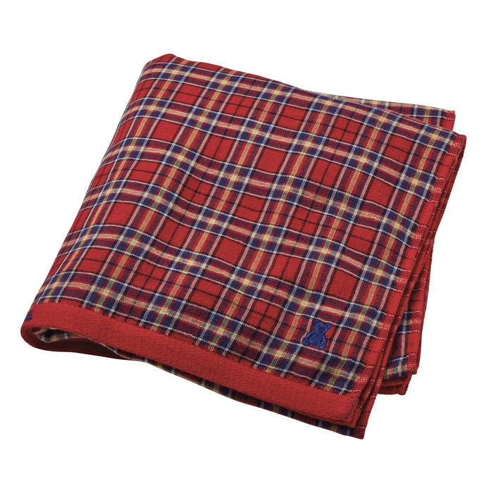 【日本製】MIKI HOUSE Fuwahada Towel 小熊格紋 紗布浴巾 60×125cm 附索繩袋 2色