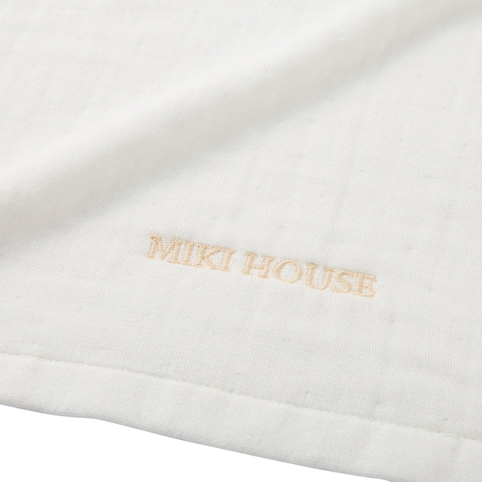 【日本製】MIKI HOUSE Logo 刺繡 紗布洗面毛巾 35×70cm 今治毛巾 白色