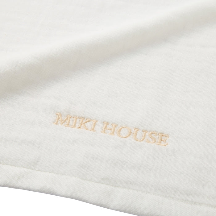 【日本製】MIKI HOUSE Logo 刺繡 紗布浴巾 90×90cm 今治毛巾 白色