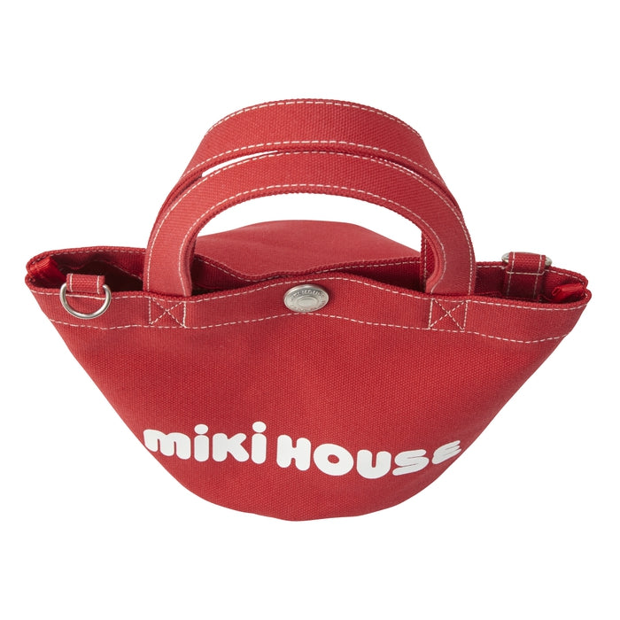 MIKI HOUSE 經典Logo 帆布迷你水桶托特袋 2WAY手提斜揹 親子款 公園小物袋 4色