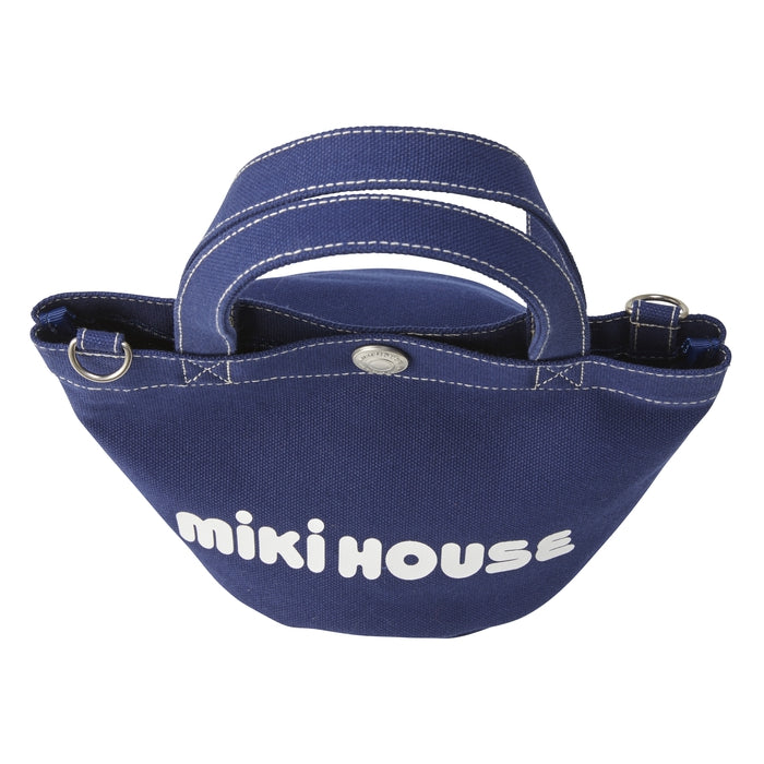 MIKI HOUSE 經典Logo 帆布迷你水桶托特袋 2WAY手提斜揹 親子款 公園小物袋 4色
