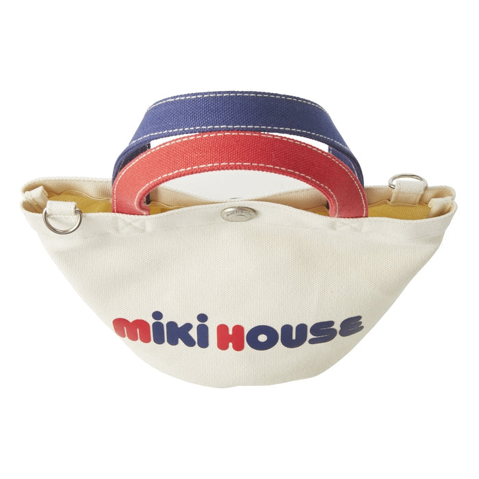 MIKI HOUSE 經典Logo 帆布迷你水桶托特袋 2WAY手提斜揹 親子款 公園小物袋 4色