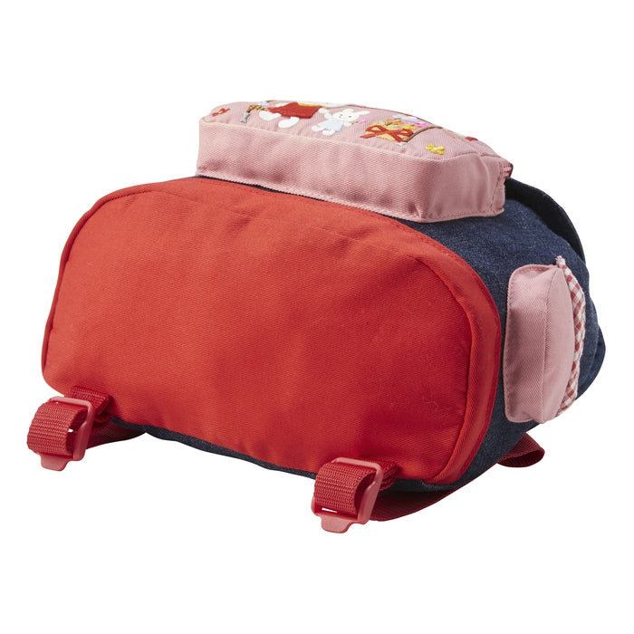 【日本製】MIKI HOUSE Usako 花店 立體口袋 丹寧BB背囊 魔術貼 生日送禮 靛藍色