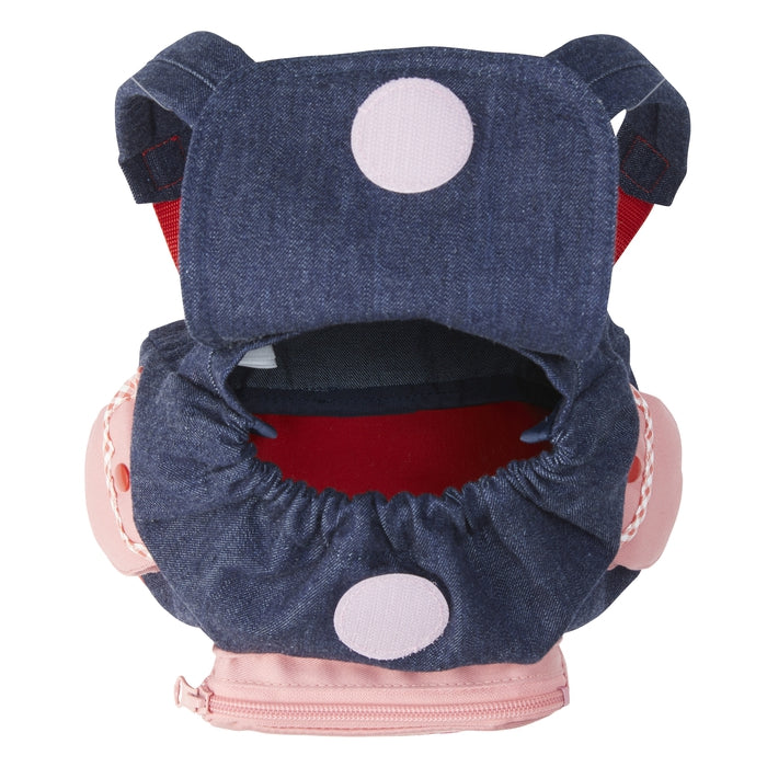 【日本製】MIKI HOUSE Usako 花店 立體口袋 丹寧BB背囊 魔術貼 生日送禮 靛藍色