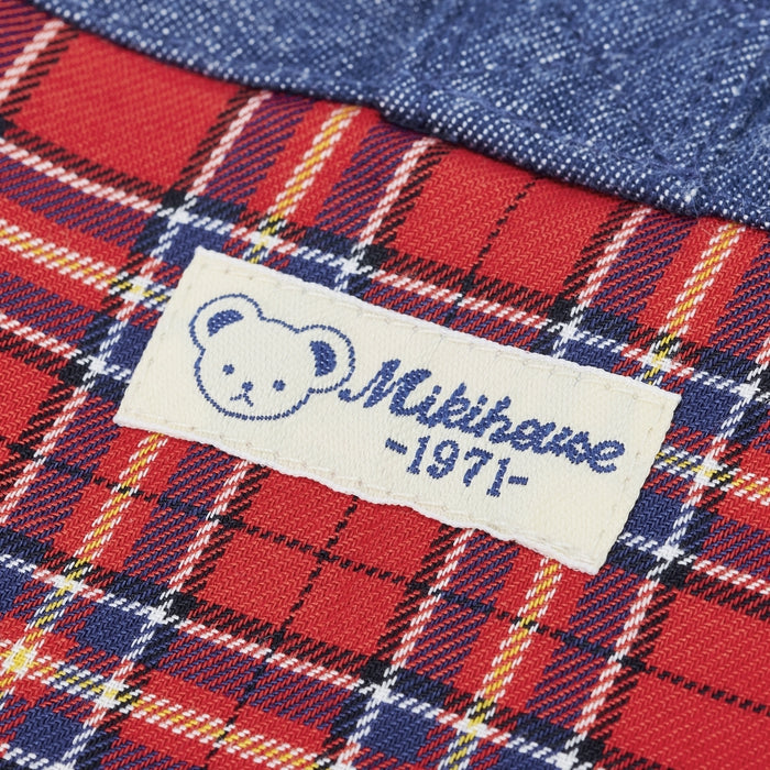 MIKI HOUSE 小熊 刺繡貼布 丹寧布 鞋袋 室內鞋袋 幼稚園 上學用品