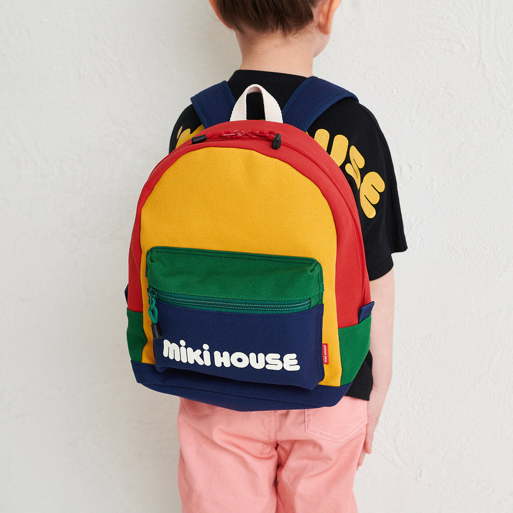 MIKI HOUSE 大Logo 帆布 兒童背囊 8L 胸扣 網布背墊 幼稚園旅行 經典款 3色