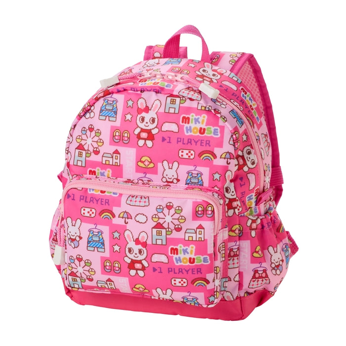 MIKI HOUSE Pucchi Usako 復古遊戲系列 滿版印花 兒童背囊 S／M 6L／10L 胸扣 反光條 2色