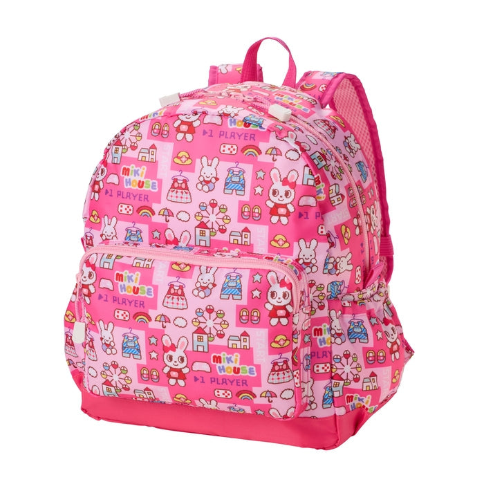 MIKI HOUSE Pucchi Usako 復古遊戲系列 滿版印花 兒童背囊 S／M 6L／10L 胸扣 反光條 2色