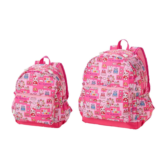 MIKI HOUSE Pucchi Usako 復古遊戲系列 滿版印花 兒童背囊 S／M 6L／10L 胸扣 反光條 2色