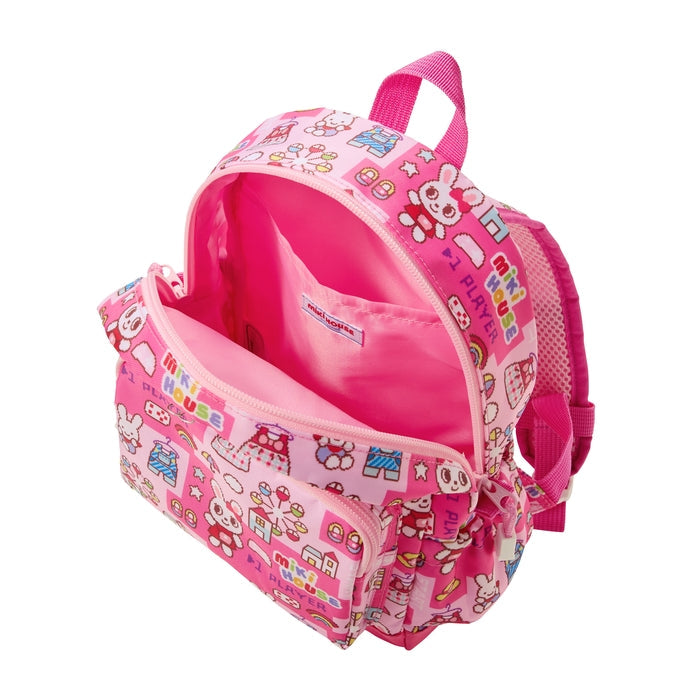 MIKI HOUSE Pucchi Usako 復古遊戲系列 滿版印花 兒童背囊 S／M 6L／10L 胸扣 反光條 2色