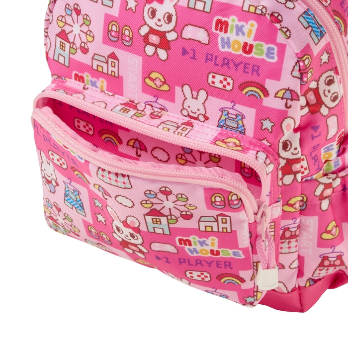 MIKI HOUSE Pucchi Usako 復古遊戲系列 滿版印花 兒童背囊 S／M 6L／10L 胸扣 反光條 2色