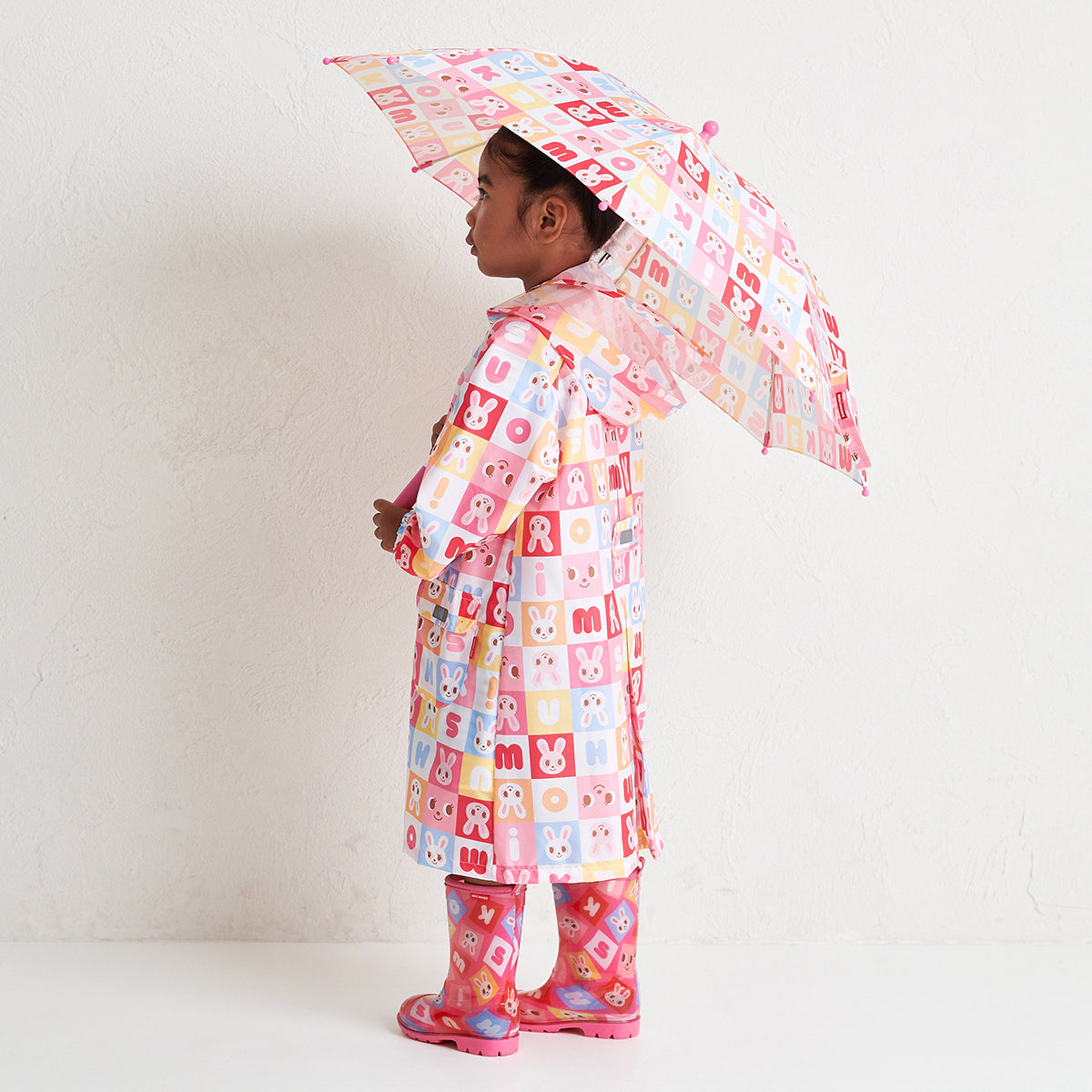 MIKI HOUSE Puzzle Block 滿版圖案 兒童雨傘 45cm 附姓名貼 2色
