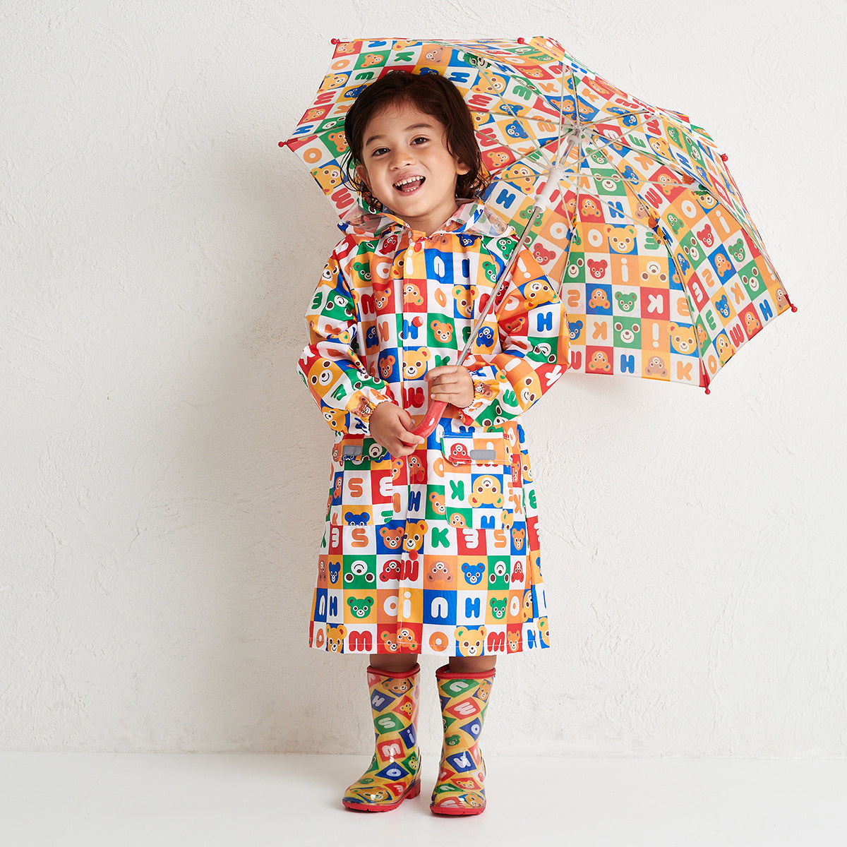 MIKI HOUSE Puzzle Block 滿版圖案 兒童雨傘 45cm 附姓名貼 2色