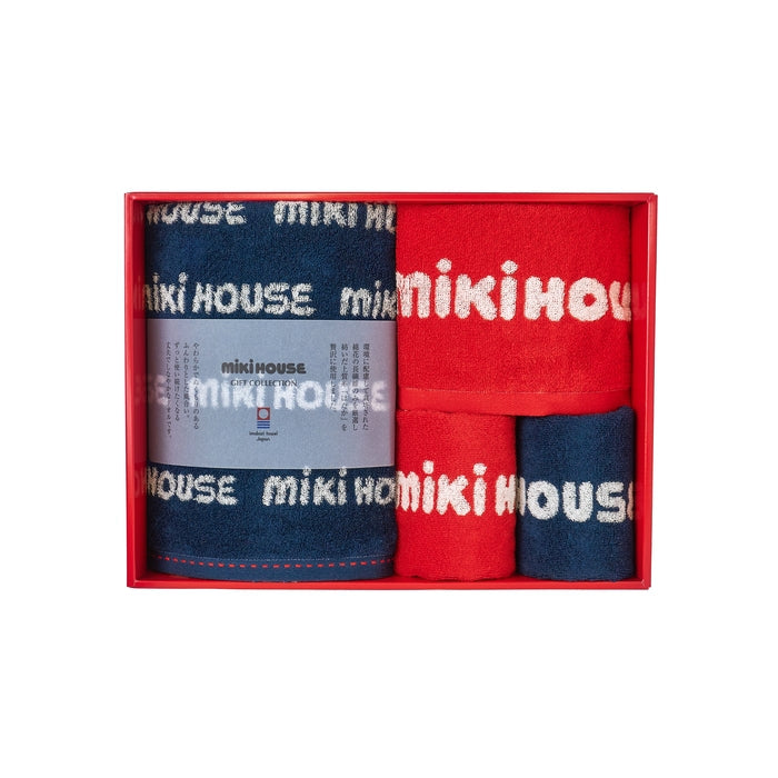 【日本製】MIKI HOUSE 今治 Logo 毛巾4件套裝（附禮盒）