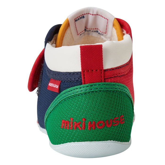 【日本製】MIKI HOUSE 小熊縫線網布 多色款 學行鞋 第一階段 抗菌抗病毒毛巾布內裡 BB鞋