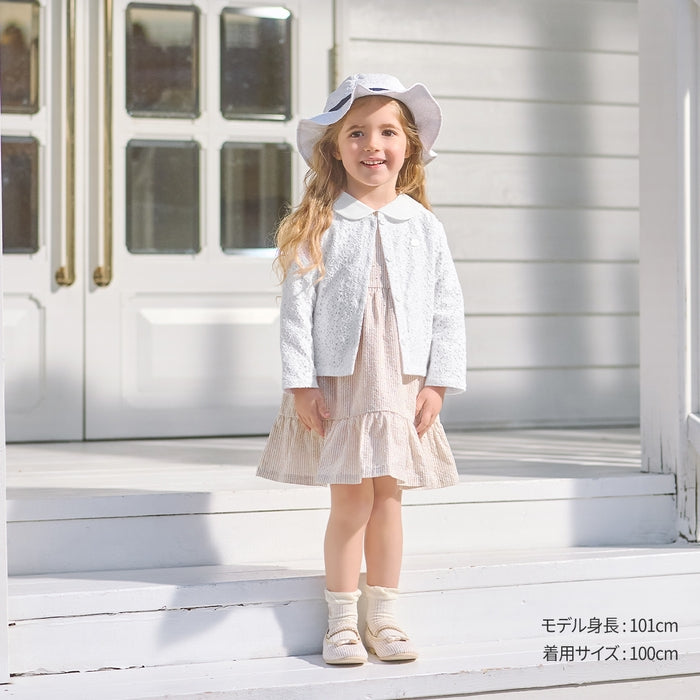 【日本製】MIKI HOUSE 全蕾絲 開胸冷衫 女童 正式場合 2色
