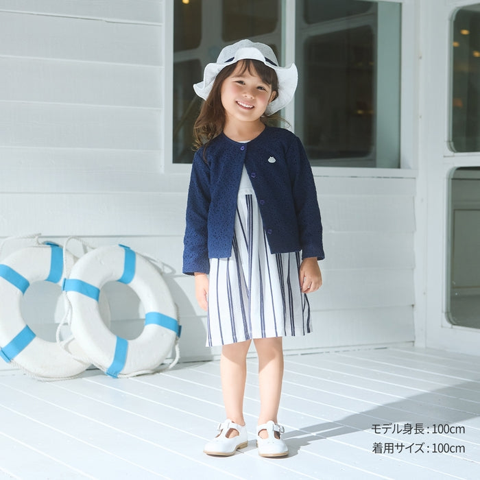 【日本製】MIKI HOUSE 全蕾絲 開胸冷衫 女童 正式場合 2色