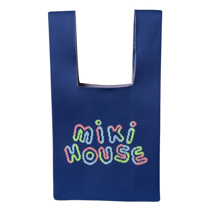 MIKI HOUSE 彩色Logo 針織托特袋 可摺疊 輕便購物袋 隨身副袋 2色