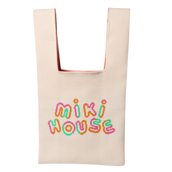 MIKI HOUSE 彩色Logo 針織托特袋 可摺疊 輕便購物袋 隨身副袋 2色