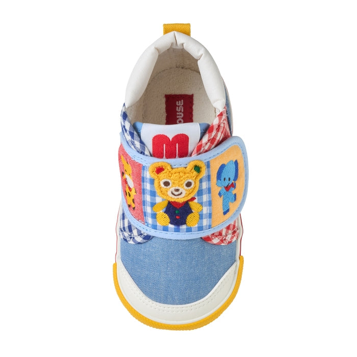 【日本製】MIKI HOUSE Petit Usa Exclusive 華麗刺繡第二階段學行鞋 青年布×格仔 送禮之選
